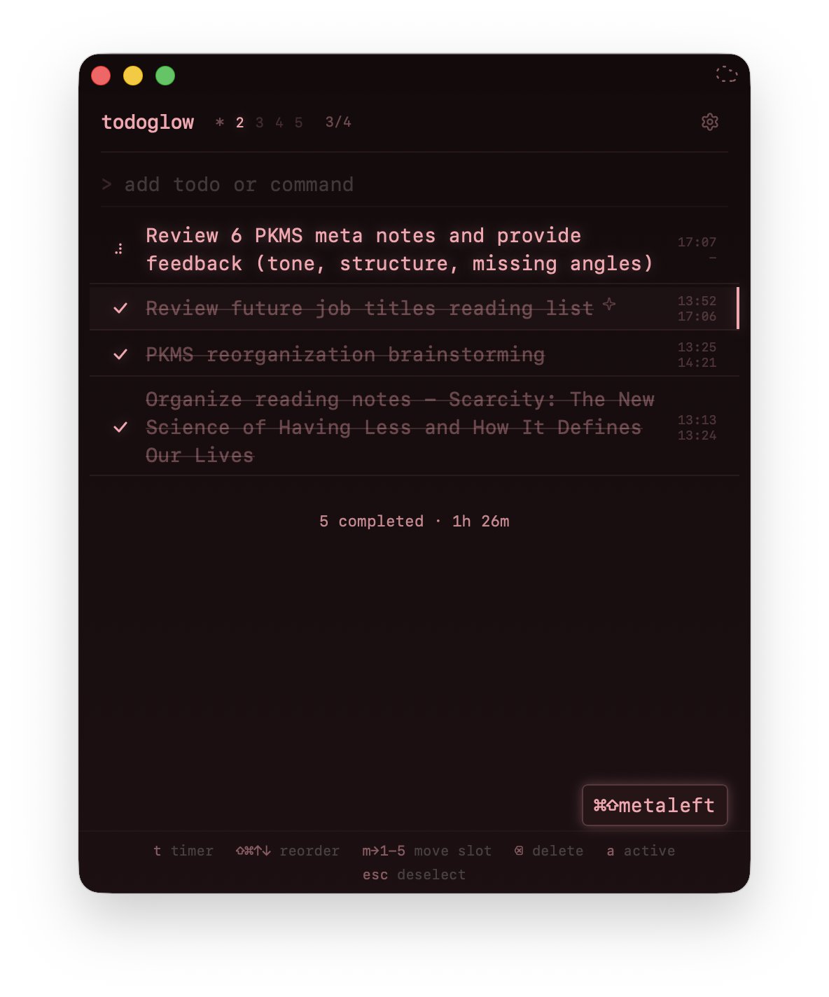 todoglow's menu bar todo list